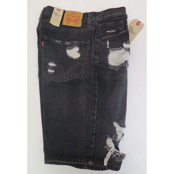 Levi's 569 Men's Sz 32 Black Loose Straight Denim Shorts - Picture 3 of 5